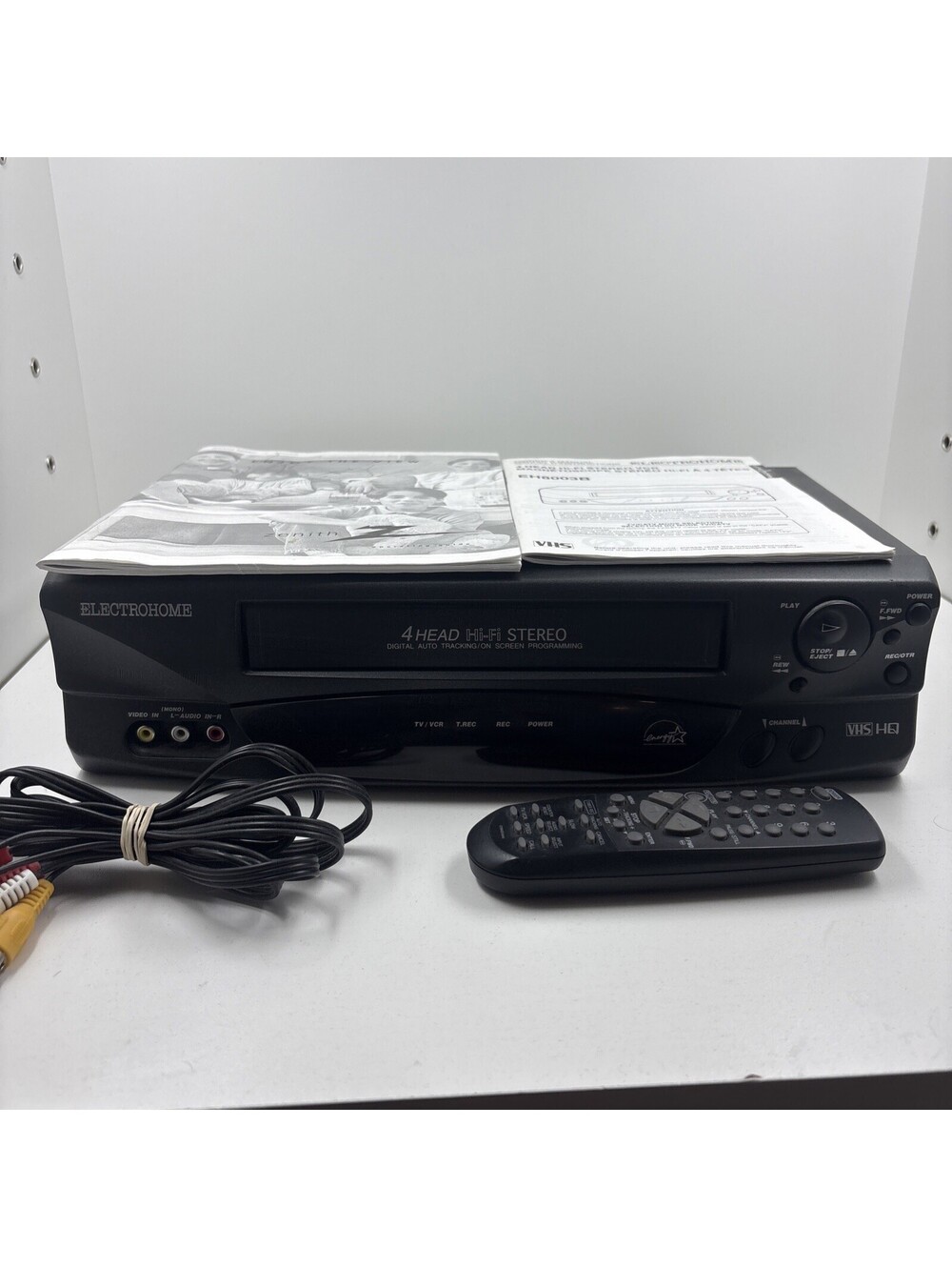 Electrohome VCR VHS Player Recorder EH8003B Black Controller And Manual Tested